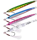 Goture Vertical Jigs 60-150g with Assist Hook, Glow Fishing Jig Saltwater, Speed Fast Fall Lead Jigs, Deep Sea Fishing Lures Jigging Spoon Lures for Tuna Kingfish Grouper Snapper Striper Salmon