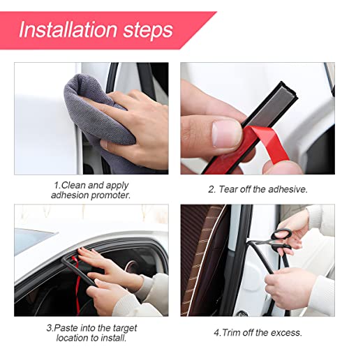 BLAU GRUN Car Door Weather Seal Strip, 5 Holes Rubber Edge Trim Protector Striping for Auto Door, Self Adhesive Noise Insulation Sealing Weatherstrip for Most SUV, Truck, RV