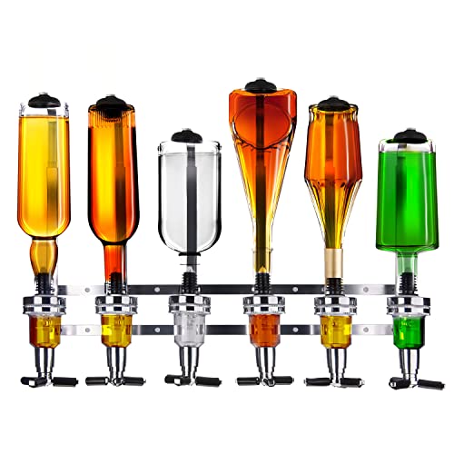 Foto von Bar-Butler zur Wand-Montage, 6-Fach Flaschen-Halter mit 4cl-Dosierer Getränkespender für Schnaps & Wein, Getränkeportionierer, Zapfsäule & Bar Accessoire (6-Fach)