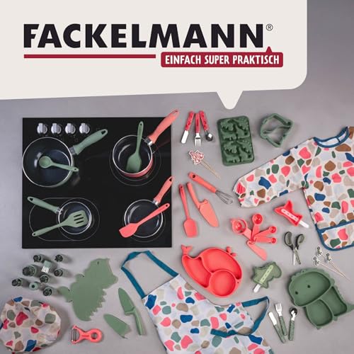 Fackelmann Kinderkochmesser Dino mit Klingenschutz – Hochwertige Edelstahlklinge mit abgerundeter Spitze, Antihaftbeschichtung, ergonomischer Griff, inkl. Klingenschutz in Dino-Optik