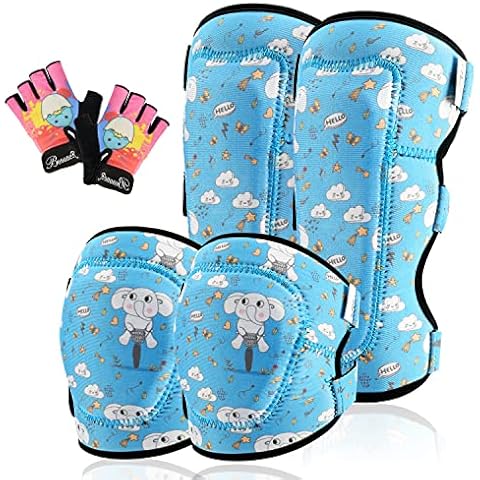 BOSONER Kids Knee & Elbow Pads with Bike Gloves, Toddler Protective Gear Set Innovative Soft Knee Pads, Kids Knee Pads for Skating, Skateboarding, Biking, Scooter, BXM Cover