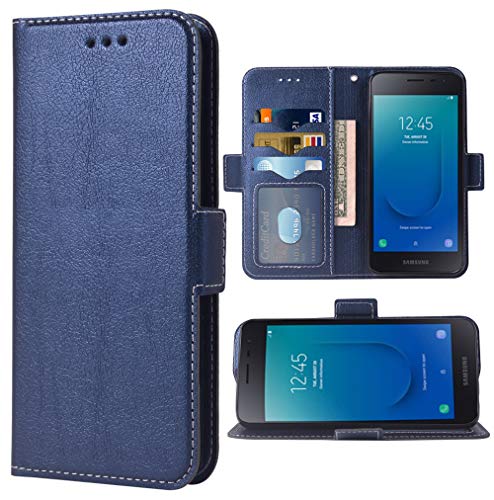 Compatible with Samsung Galaxy J2 Pure J2 Core 2018 2020 J 2 Dash 2J Shine 2019 Wallet Case Wrist Strap Lanyard Flip Card Phone Cover for J2Core J2Dash J2Pure J2Shine SM-J260A J260A Women Men Blue -  WWAAYSSXA