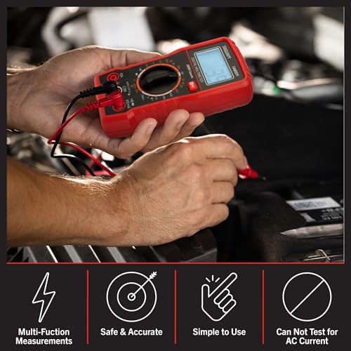 Image of Multimeter Voltage Tester - Digital Volt Meter with Backlit Display and Needle Probes for AC /DC Voltage, DC Current, and Wire Continuity by Stalwart