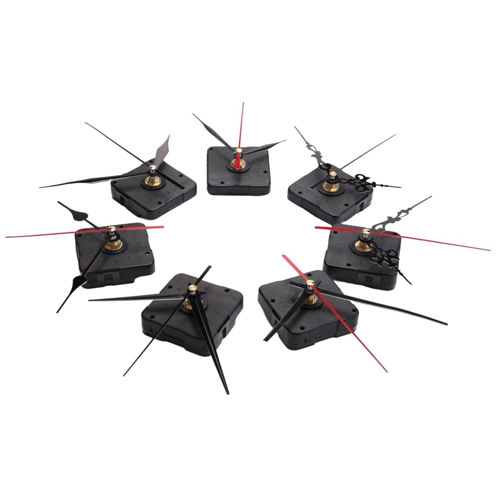 Vjsujehgy 7Pcs Quartz Clock Movement Mechanism Sets Silent Short Shaft Clock Mechanisms with Hands Wall Clock Mechanism Parts