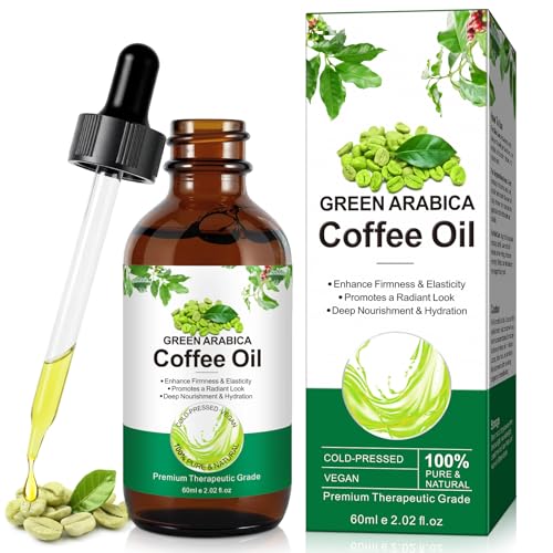 Huile de café pour le visage - 100 % pure et naturelle - Contre les rides - Pour le visage, le corps et les cheveux - Huile de café verte Arabica anti-bouffante et ferme - Soin de la peau - Pressée à