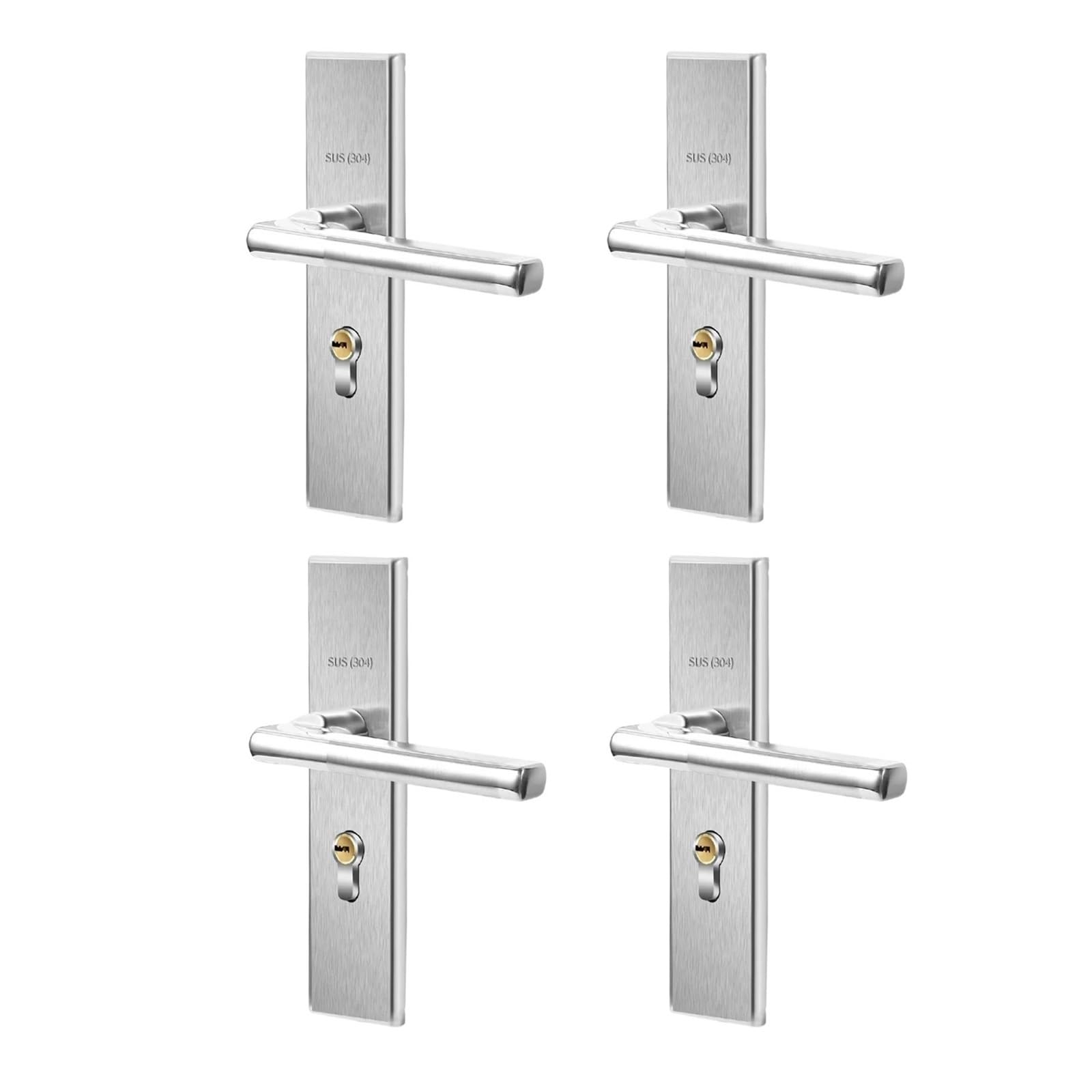 Vrfvsdasaas One Color Door Handle, 4 Pack Mortise Lever Mount Latch 304 Stainless Steel Keyed Handle Sets For Screen And Storm Doors