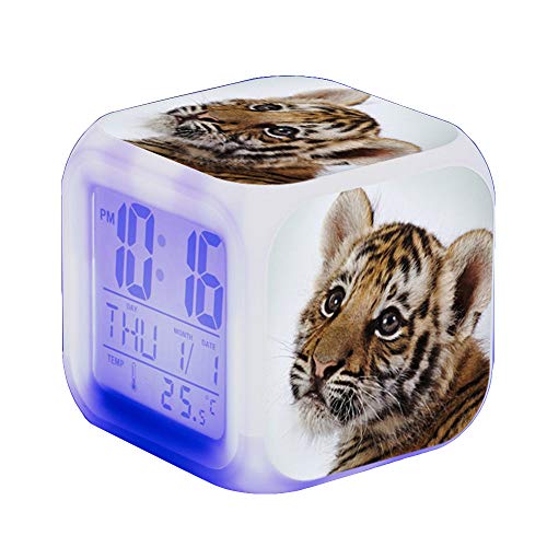Tiger Réveil numérique à LED pour enfant - Avec affichage LCD - Cadeau pour garçons et filles - 80 x 80 x 80 cm (A)