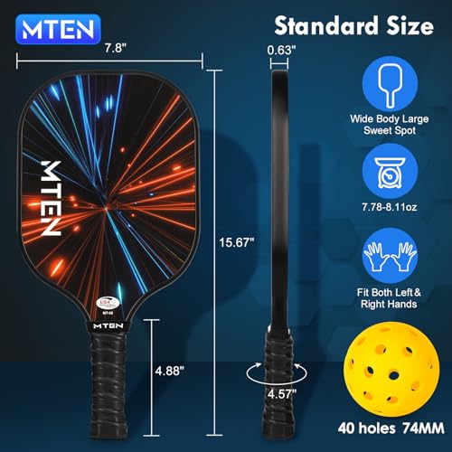 Image of MTEN Pickleball Paddles Set of 2 /4 /1, USAPA Approved Fiberglass Rackets