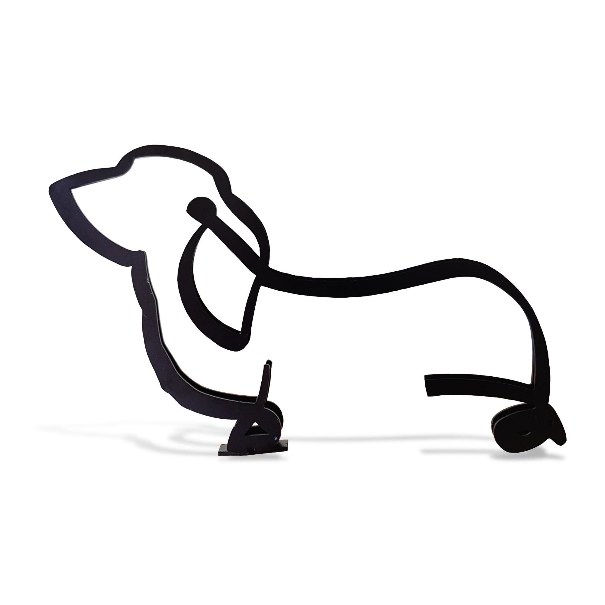Minimalistic Black Metal Small Basset Hound Dog Statue Art Figurine Gift Ornament Home office Decor.