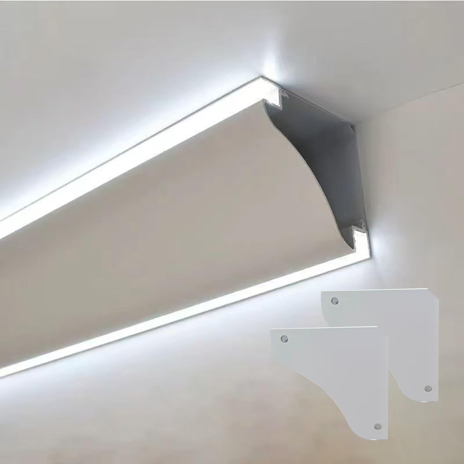 Profili per Strisce Led Illuminazione di Finitura per Cornice a Soffitto con Terminali, Illuminazione a Battiscopa, Diffusore di Luce a LED, Canale Wallwasher, Scanalatura in Alluminio per Cornice a L