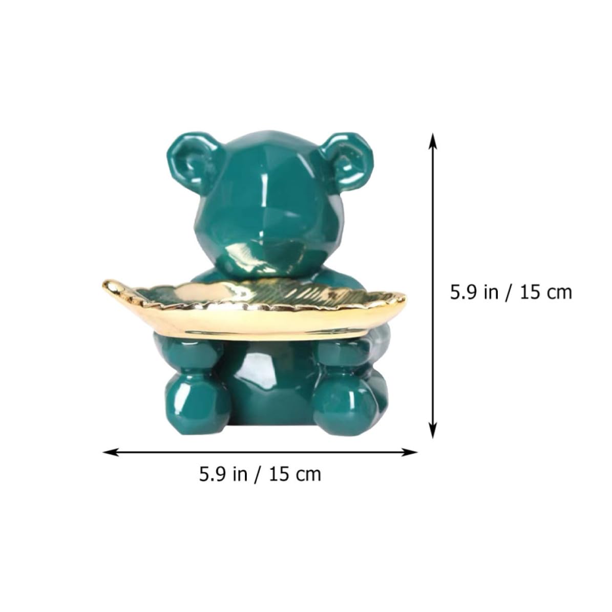 ULTECHNOVO Bandeja de Joyería Cerámica Verde Forma de Oso, Decorativa