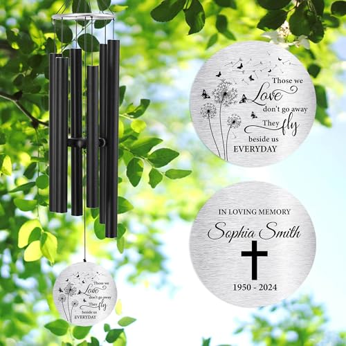 Image of ASTARIN Personalized 30 inch Bereavement Wind Chimes for Outside, Memorial Gift in Remembrance of a Loved One, Sympathy Gift for Loss of Mother Father Husband, Garden Patio Decor