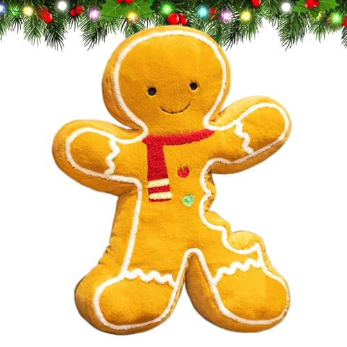 ジンジャーブレッドマン プリュッシュピロー | 40cm 柔らかくて 可愛い ジンジャーブレッド形状,装飾用 クリスマス クッション,家庭 リビングルーム ベッドルーム ソファ 椅子 カウチ フロア ベッド シート