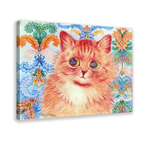 Impression sur toile chat Louis Wain tableau psychédélique 61x91cm