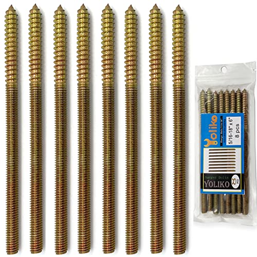 Image of 8 Pack 5 /16-18 x 6 Inch Hanger Bolts Double Headed Bolts for Furniture Screws 150mm Length