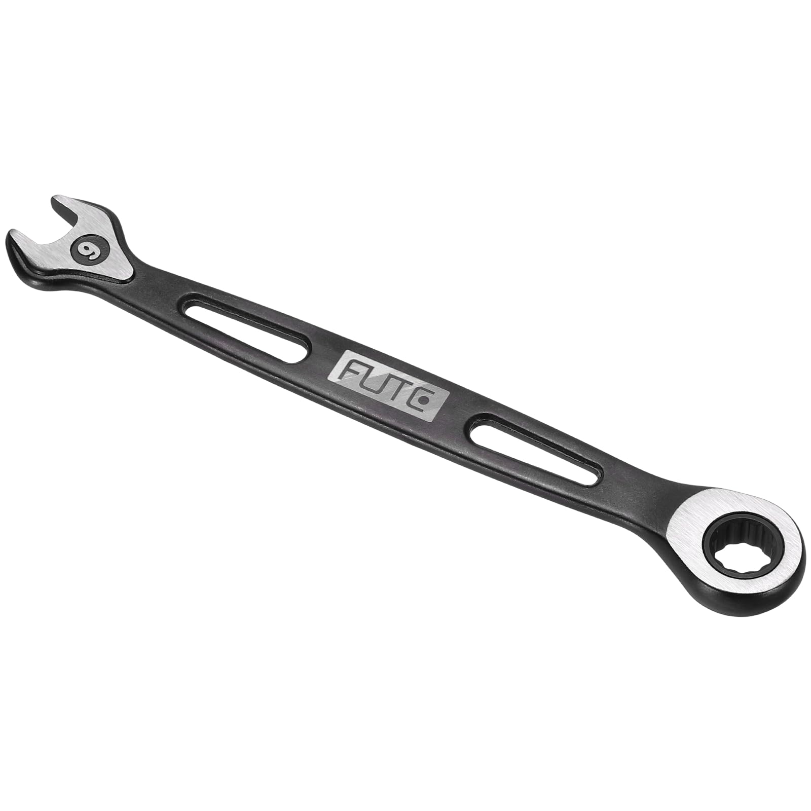 sourcing map Ratcheting Combination Wrench 9mm Stubby Wrench Metric High Carbon Steel Double 12-Point Box Open-Ended Ratchet Spanner Tool for Household Garage Workshop Auto Repairs, Black