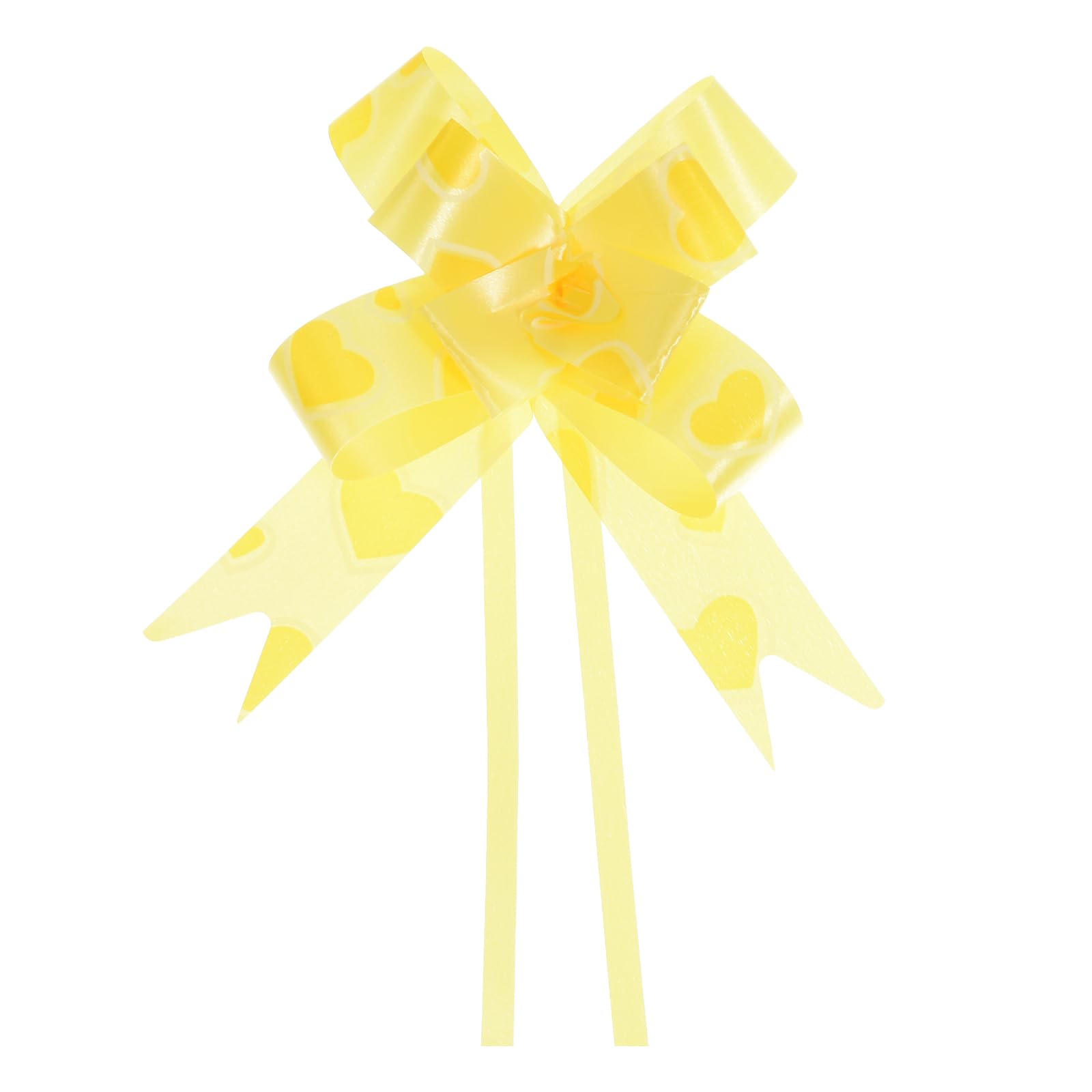 M METERXITY 200 Pack Pull Bows - Presents Wrap String Bow Ribbons Heart Pattern Decorative Bows Ties Apply to Wedding/Party/Birthday/Decoration, (13 Inch Yellow)