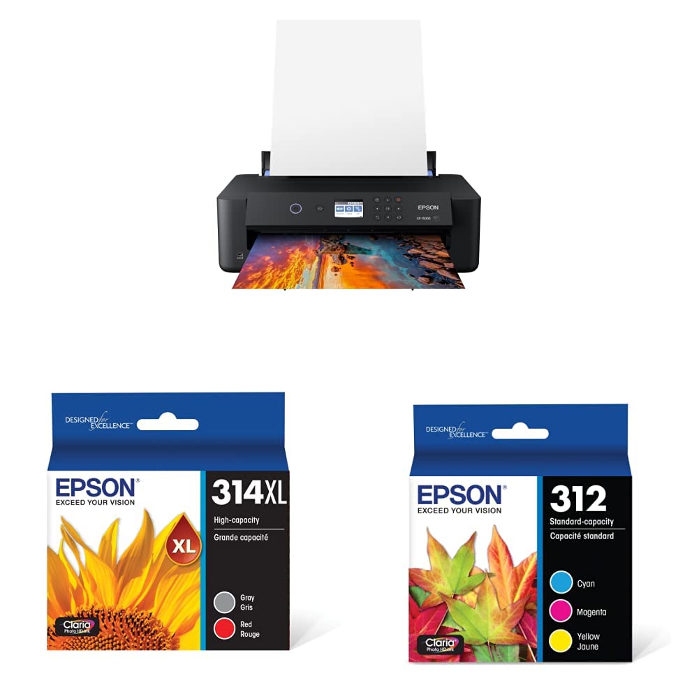 Epson Expression Photo HD XP-15000 Wireless Color Wide-Format Printer T314 Claria Photo HD -Ink High Capacity (T314XL922-S) T312 Claria Photo HD -Ink Standard Capacity