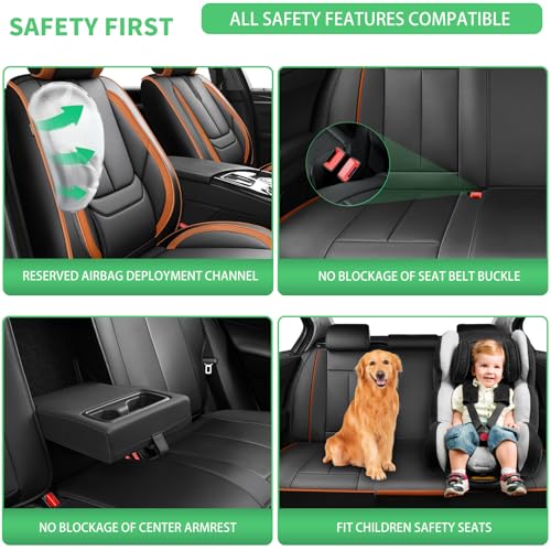 Image of Fit Outback Car Seat Covers for Subaru Outback 2010-2024 2025 2026 -Upgraded Premium Waterproof & Breathable Leather,Airbag Compatible,All-Weather Seat Cushion Protector,Full Set,Black-Brown