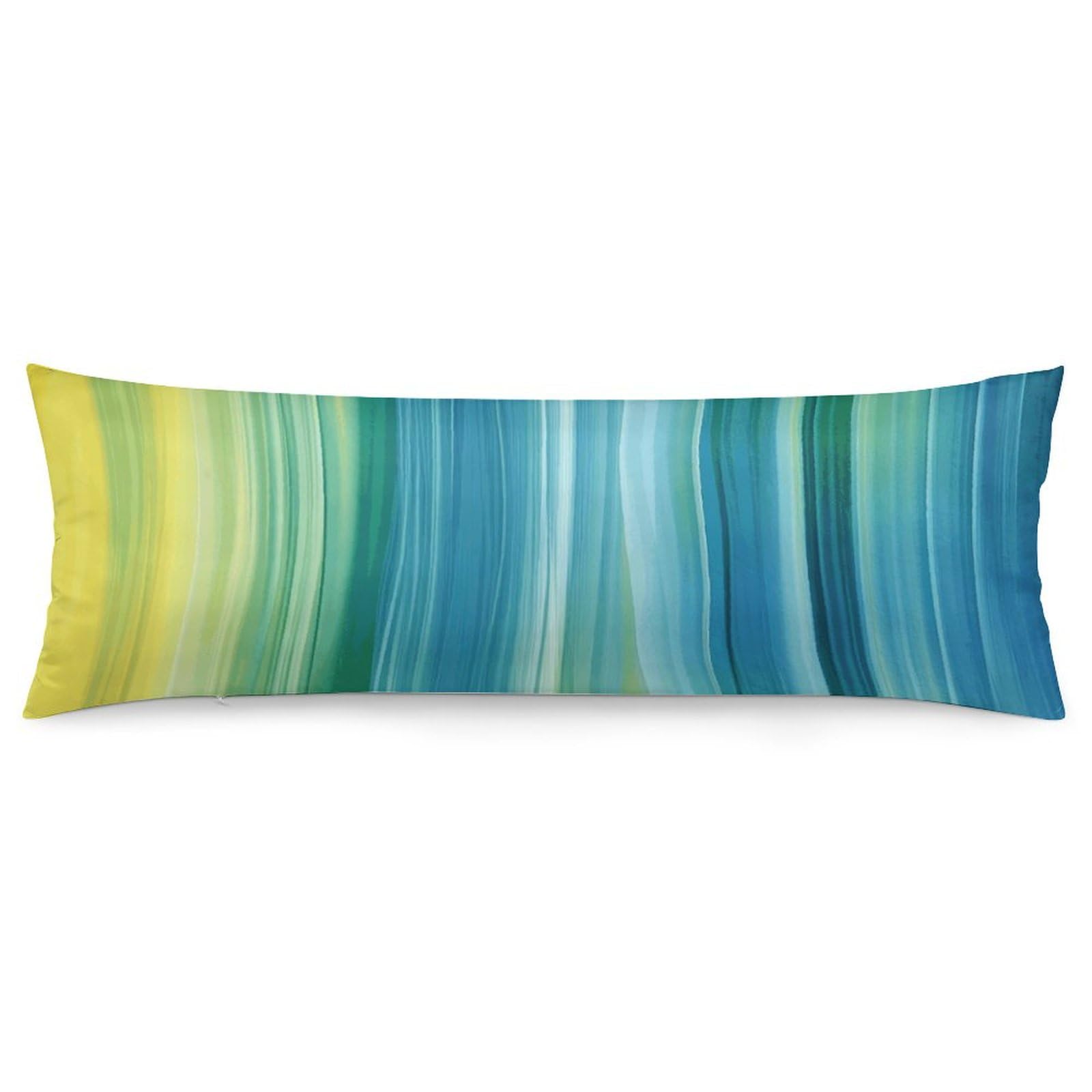 Housse de coussin rectangulaire 50x137 cm bleue et verte pour lit