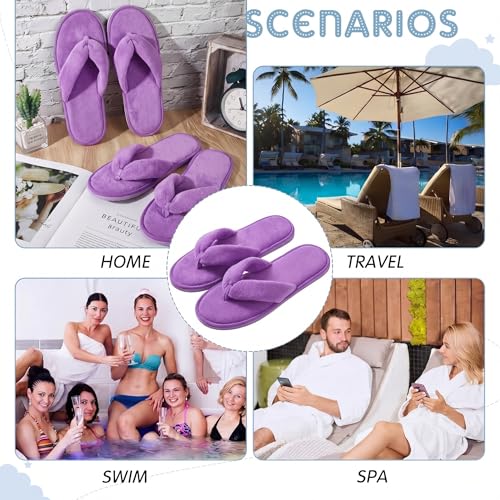 Image of Unittype 10 Pairs Spa Slippers Flip Flops Thong Sandal Slippers Soft Coral Fleece for House Guest Hotel