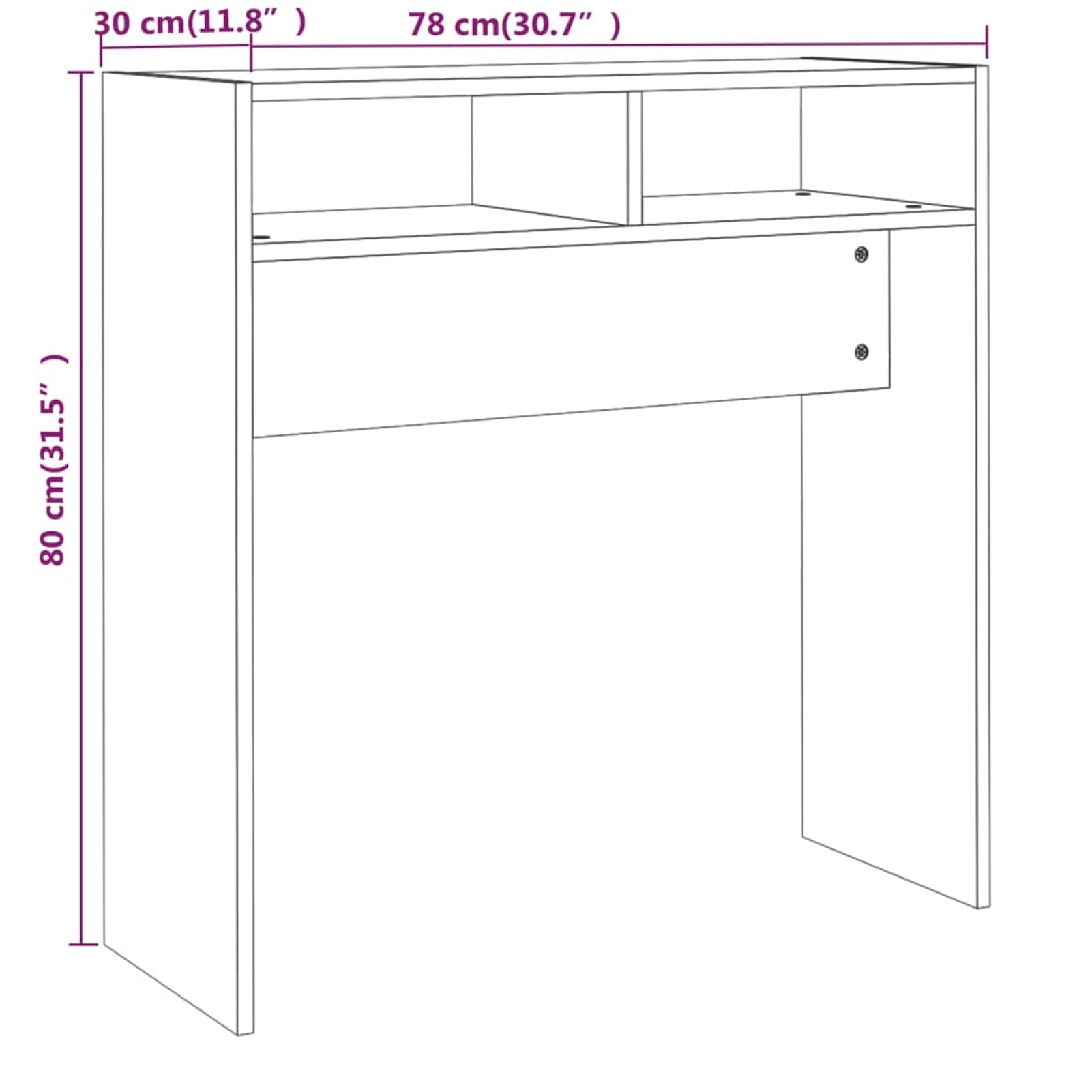 Anself Holzwerkstoff Konsole Grau Sonoma, 78x30x80 cm, mit Wandhalterung, einfach zu montieren Model815937