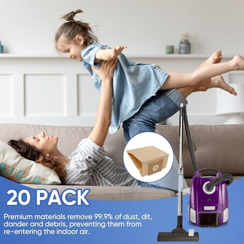 20 Pack Replacement Vacuum Bags Compatible with Bissell Zing 4122, 2154A, 2154W, 2154, 4122D, 1668, 1668C, 1668W, 1608, 2154C Canister Vacuum, Replacement Part Number 2138425 - Thumbnail 2