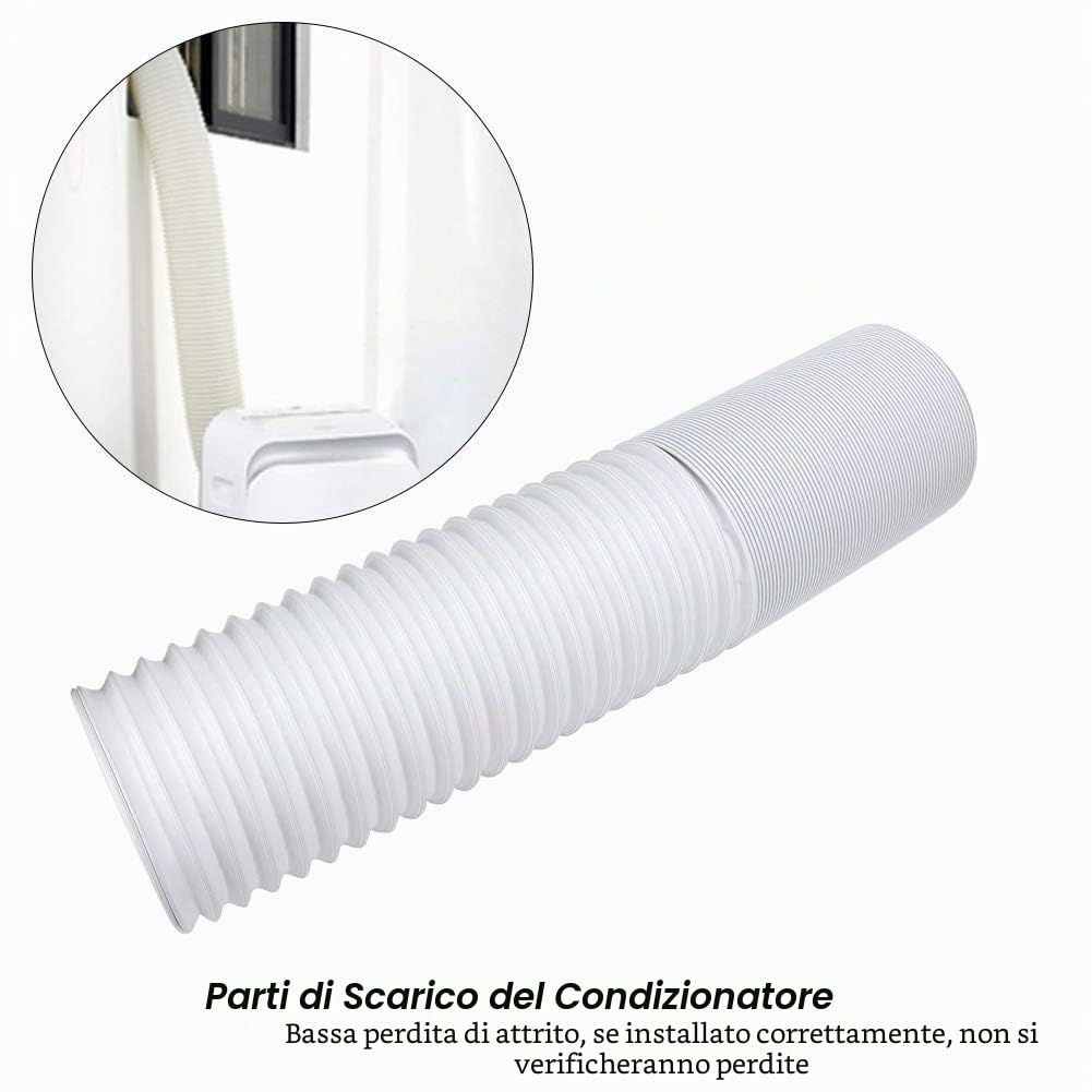 Tubo di scarico del condizionatore d'aria, 13 cm x 1,5 m, grigio, in polipropilene (PP), tubo di scarico flessibile, accessorio tial per sistemi HVAC, 1 unità