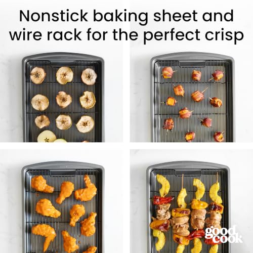 GoodCook Nonstick Carbon Steel Baking Pan & Raised Wire Rack, 15x10.5-Inch - Image 3