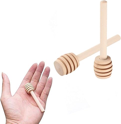 Miniatura 2 de AKOAK 10 unidades de 3.1 in/3.14 pulgadas de madera de miel cuchara para tarros de miel, café leche té mermelada madera revolver palo accesorios de