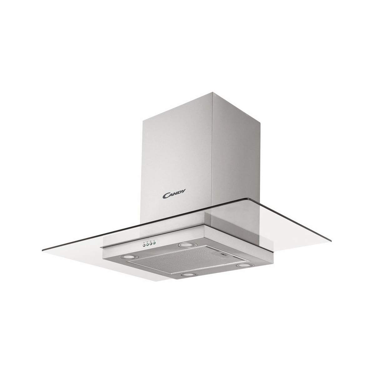 Candy CVMI900X Dunstabzugshaube Inselhaube T-Form 90cm Drucktasten Bedienung Glas Edelstahl