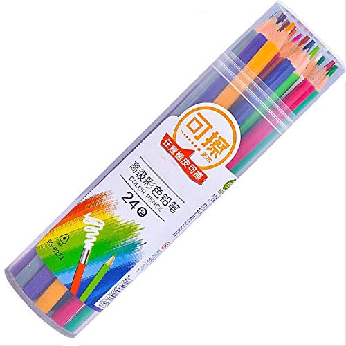 YMZ Lápices de colores aceitosos de 24 colores, suministros de arte, adecuados para la escuela, suministros de oficina, aprendizaje de pintura