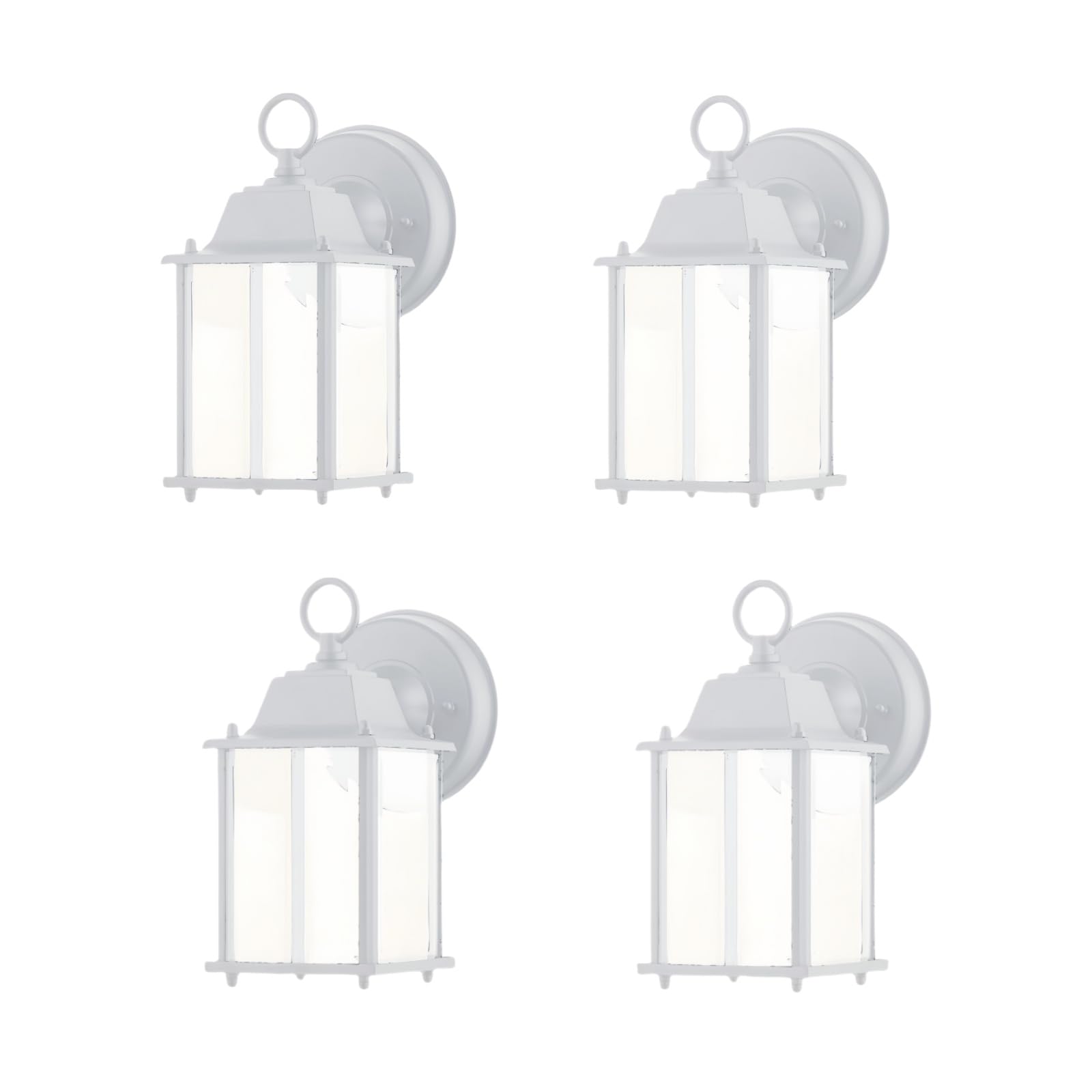 Zestaw 4 białych lampionów zewnętrznych LED, aluminiowa obudowa i szkło, na mokro, certyfikat ETL