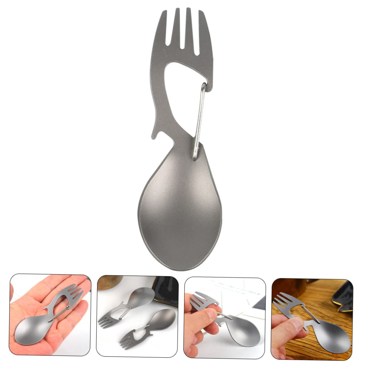 ibasenice Lot De 5 Couverts Multifonctions En Titane Cuillères-Fourchettes Et Ustensiles De Voyage Petites Cuillères-Fourchettes Pliables En Titane Couverts De Randonnée
