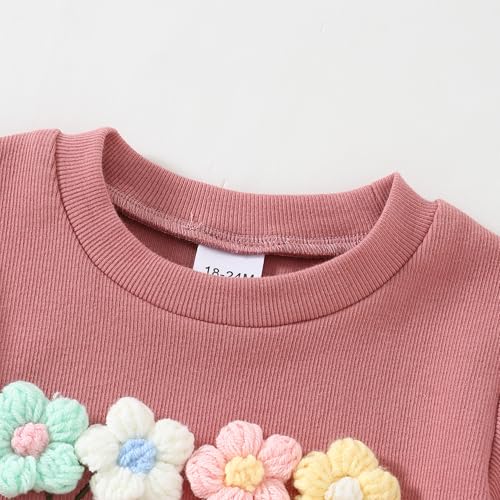 Yvowming Toddler Baby Girl Clothes Outfits,Summer Ruffle Ribbed Flower T Shirt Shorts Set Clothes for Girls4