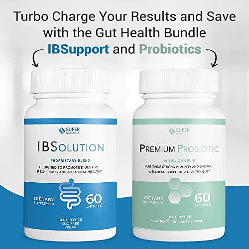 Image of IBSolution Gut Health Bundle - All Natural Gut Health Support & Premium Probiotics w / 40 Billion CFU for Support of Irregular Bowels, Bloating, Constipation, Gas, Abdominal Pain - 2 Pack (120 Caps)