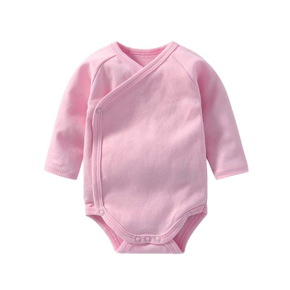 Bfsports Unisex Infant Baby Organic Cotton Kimono Bodysuit Solid Color Long Sleeve Side-snap Onesie