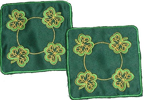 Celtic Glass Designs Green Pair Of Coasters In An Emerald Irish Shamrock Design.