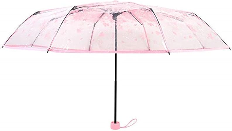 Drawihi Damen Madchen Schirme Romantische Kirschregen Transparente Regenschirm Winddichte Regenschirm Hellrosa Amazon De Fashion