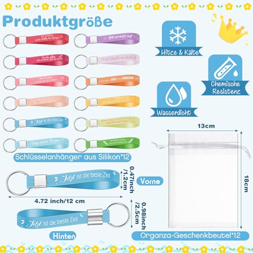 Tenare 12 Sets Kleine Geschenke für Kollegen Team 12 Notizblöcke mit Sprüchen 12 Motivation Kugelschreiber 12 Inspirierende Schlüsselanhänger Silikon 12 Organzabeutel Dankeschön Geschenke Abschied