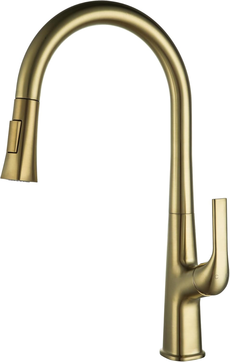 PureFlow Collection Faucet with High Arc and Pull Down 2-Mode Sprayer or Stream Head with Single Comfort Handle in Champagne Gold for Kitchen, Laundry, or Outdoor Sinks