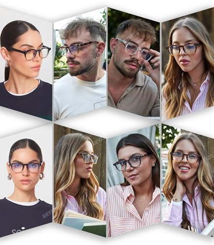 Image of AIEYEZO Retro Blue Light Glasses for Men Women Square Thick Framed Eyeglasses Trendy Vintage Computer Glasses