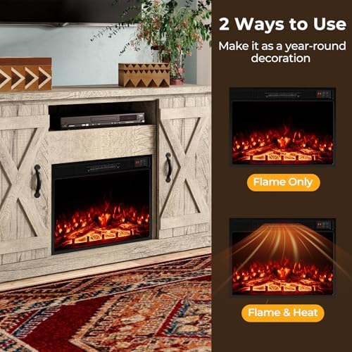 COSTWAY 23 Inches Electric Fireplace Insert, 750W/1500W Fireplace Heater with Remote Control, Adjustable Flame Color & Brightness, 1H-8H Timer, Thermostat and Overheat Protection Log - Thumbnail 4