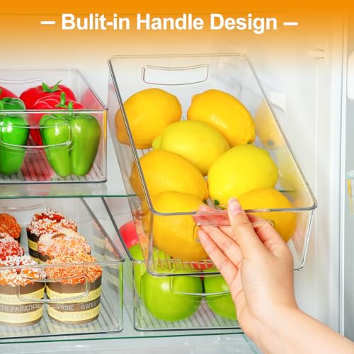 Hudgan-Clear-Storage-Bins-8-Packs-for-Refrigerator-4-Large-Stackable-Pantry-Organizer-Bins-and-4-Medium-Storage-Plastic-Containers-for-Home-Edit-Kitchen-Freezer-Bathroom-Drawers-Shelves
