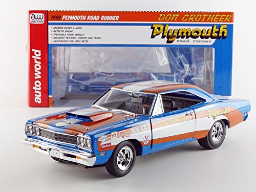Plymouth 1969 Roadrunner Hardtop Don Grotheer Limited Edition To 996Pcs 1/18 Autoworld Aw220 #TOP6
