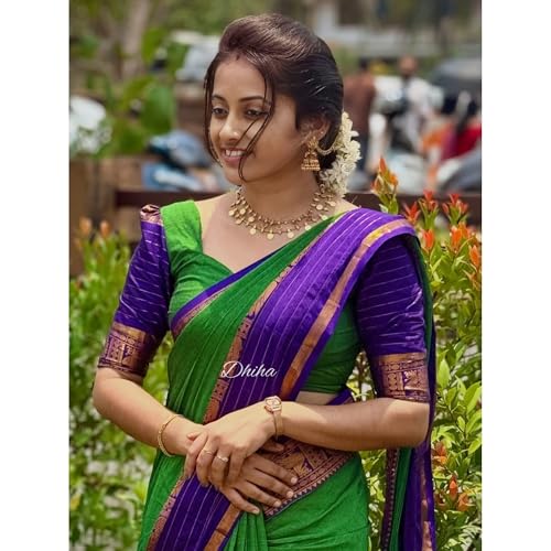 Image of Narayanpet Pure Cotton Saree for Women | Preethika Big Border Saree with Running Blouse | Tassels | Handloom Weave