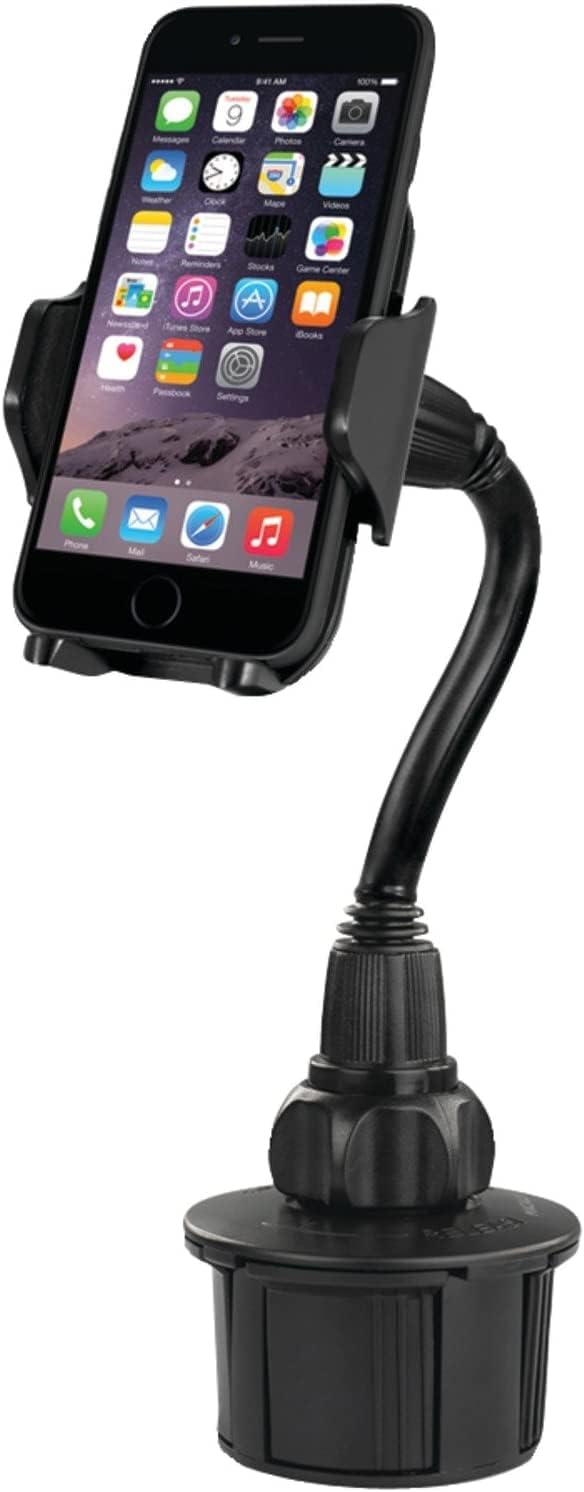 Macally Car Cup Holder Phone Mount - Secure Cupholder Fit for Phones up to 4.1” Wide - Cup Phone Holder for Car with Flexible Gooseneck & 360° Rotatable Cradle - Cell Phone Cup Holder for Car