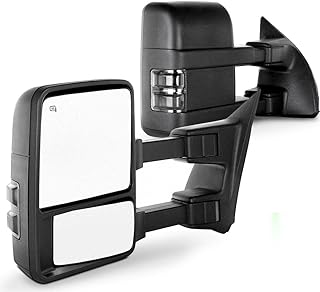Towing Tow Mirrors Power Heated Dual Glass for 99-02 Ford F250 F350 F450 F550 Super Duty Left&right Passenger&driver Side View Mirror Pair Set Telescoping Folding Black Textured