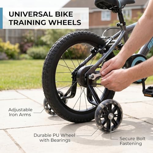Ruedas de entrenamiento para bicicleta, 1 par ajustable con soporte reforzado para niños principiantes miniatura 6