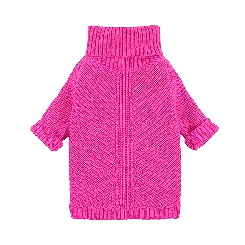 Image of Fitwarm Valentines Dog Turtleneck Sweater, Dog Winter Clothes for Small Dogs Girl, Knitted Pet Coat, Cat Outfit, Hot Pink, XS